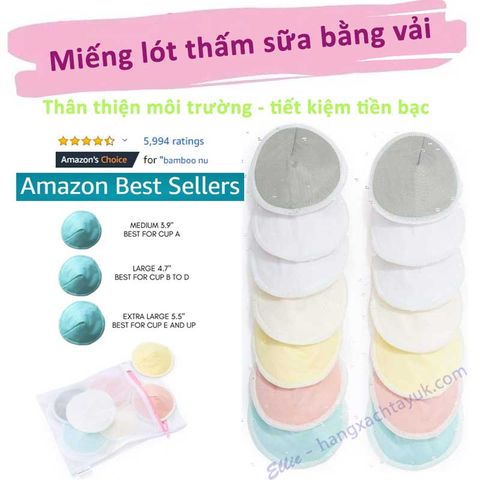 Miếng lót thấm sữa bằng vải BaBybliss - Organic Bamboo Nursing Pads 14 chiếc/3 kích cỡ