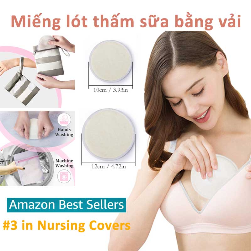 Miếng lót thấm sữa bằng vải - Bamboo Nursing Breast Pads Washable Reusable 10pcs, Momcozy