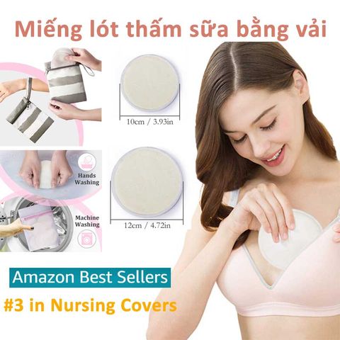Miếng lót thấm sữa bằng vải - Bamboo Nursing Breast Pads Washable Reusable 10pcs, Momcozy