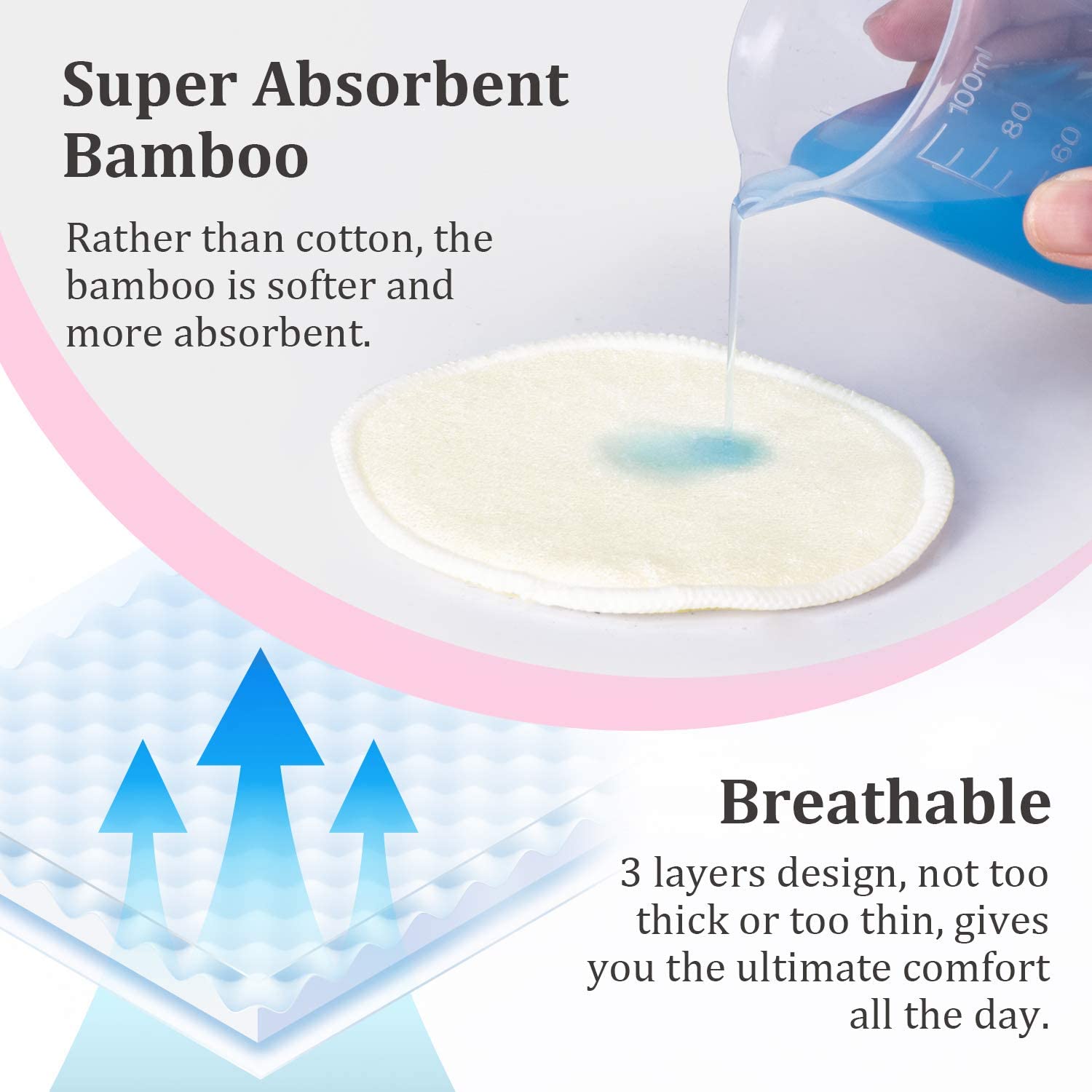 Miếng lót thấm sữa bằng vải - Bamboo Nursing Breast Pads Washable Reusable 10pcs, Momcozy