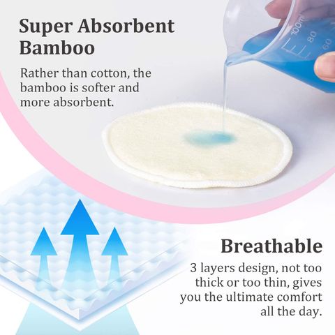Miếng lót thấm sữa bằng vải - Bamboo Nursing Breast Pads Washable Reusable 10pcs, Momcozy
