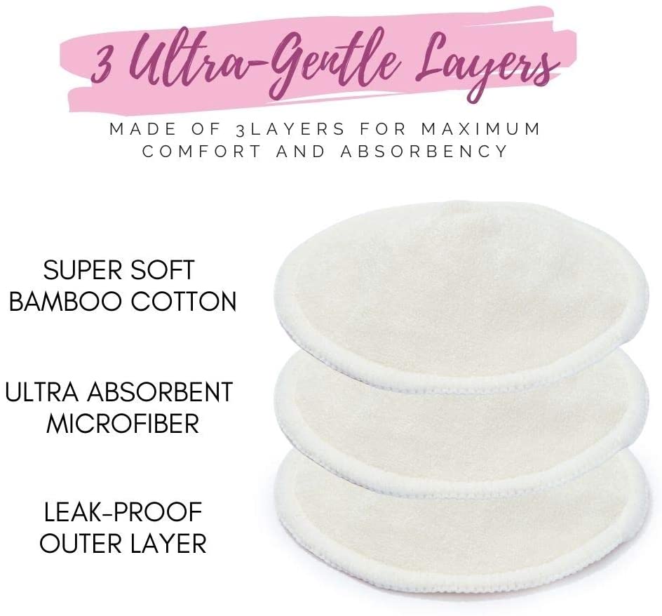 Miếng lót thấm sữa bằng vải BaBybliss - Organic Bamboo Nursing Pads 14 chiếc/3 kích cỡ