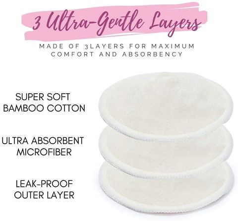 Miếng lót thấm sữa bằng vải BaBybliss - Organic Bamboo Nursing Pads 14 chiếc/3 kích cỡ