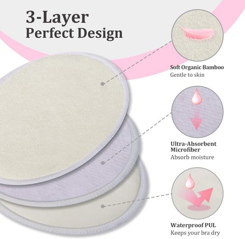 Miếng lót thấm sữa bằng vải - Bamboo Nursing Breast Pads Washable Reusable 10pcs, Momcozy