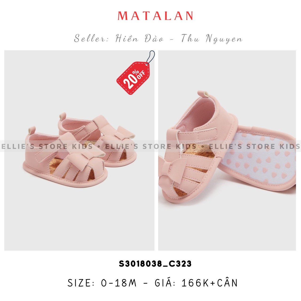Giày baby MATALAN rọ hồng