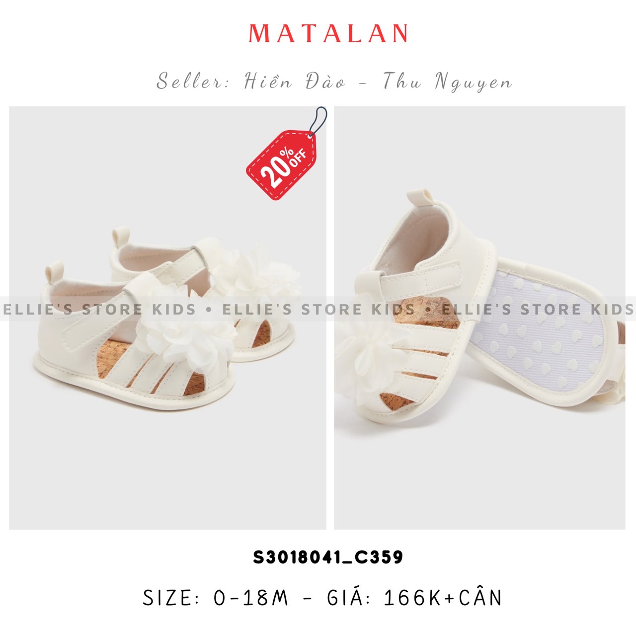 Giày baby MATALAN rọ trắng