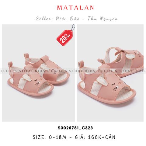 Giày baby MATALAN mèo hồng