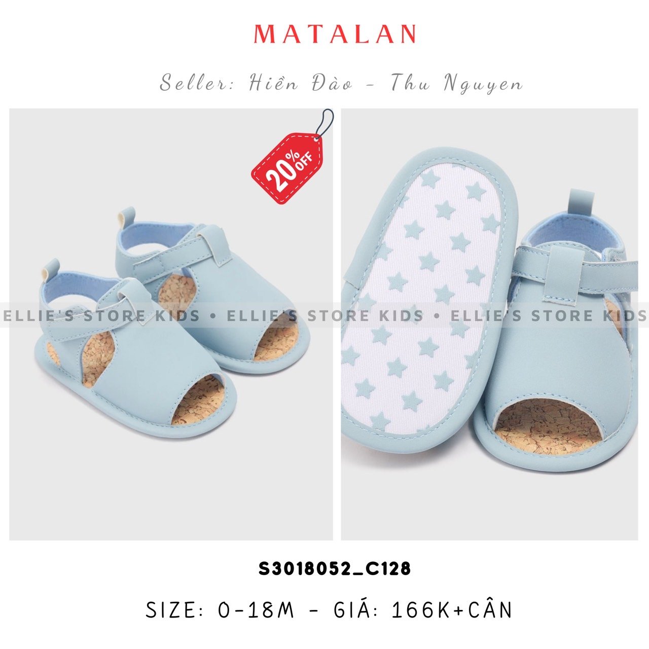Giày baby MATALAN xanh nhạt