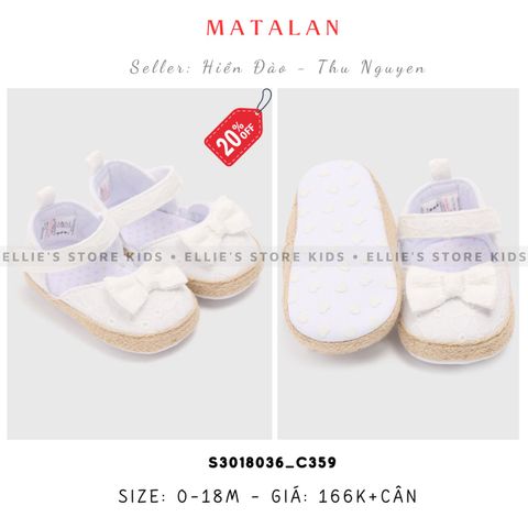 Giày baby MATALAN nơ trắng ren