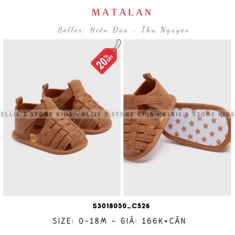 Giày baby MATALAN dây đan nâu
