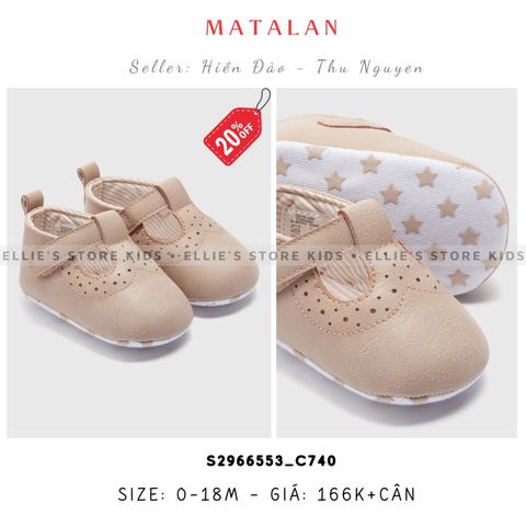 Giày baby MATALAN bít mũi hồng