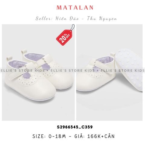 Giày baby MATALAN bít mũi trắng