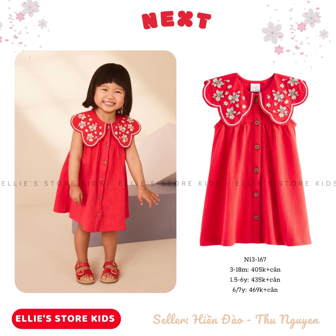 Váy NEXT bé gái cổ bèo thêu N13-167