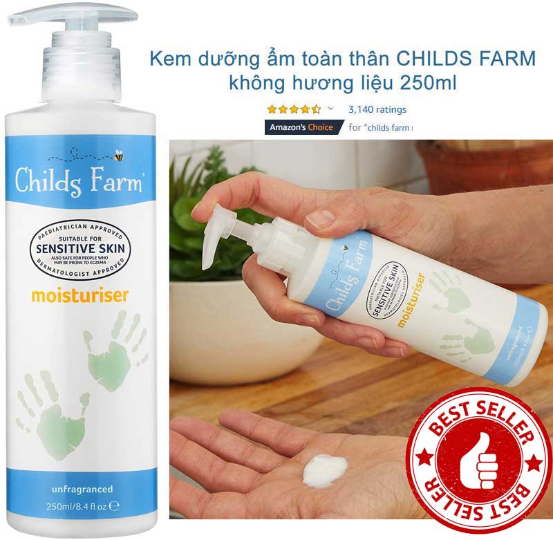 Childs Farm Moisturiser Unfragranced - Kem dưỡng ẩm toàn thân không mùi CF181 250ml