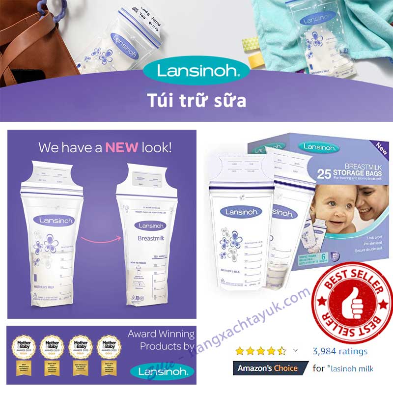 Lansinoh Breast Milk Storage Bags Breastmilk Pouches - Túi trữ sữa Lansinoh 180ml