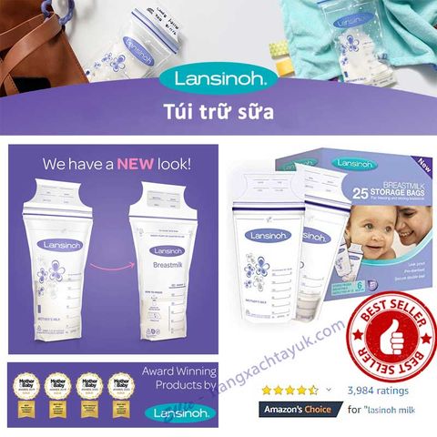 Lansinoh Breast Milk Storage Bags Breastmilk Pouches - Túi trữ sữa Lansinoh 180ml