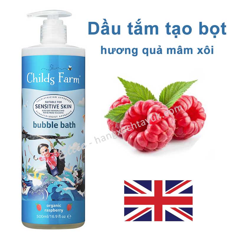 Childs Farm Bubble bath, organic raspberry - Dầu tắm tạo bọt hương quả mâm xôi CF018  250ml