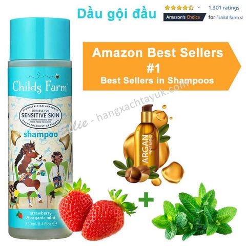 Childs Farm Shampoo Strawberry & Organic Mint - Dầu gội đầu dâu tây & bạc hà Childs Farm CF100  250ml