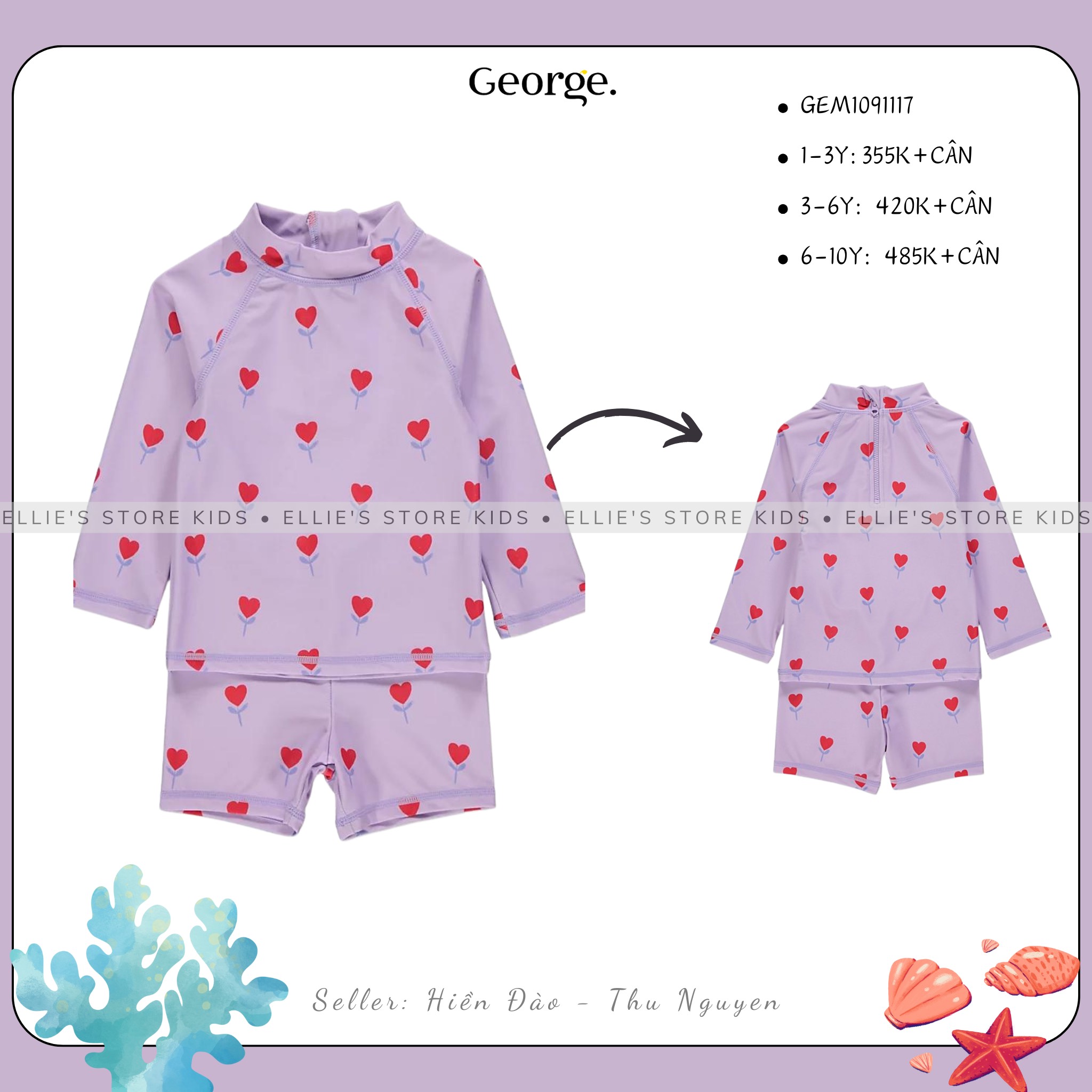 Set đồ bơi 2 món bé gái GEORGE