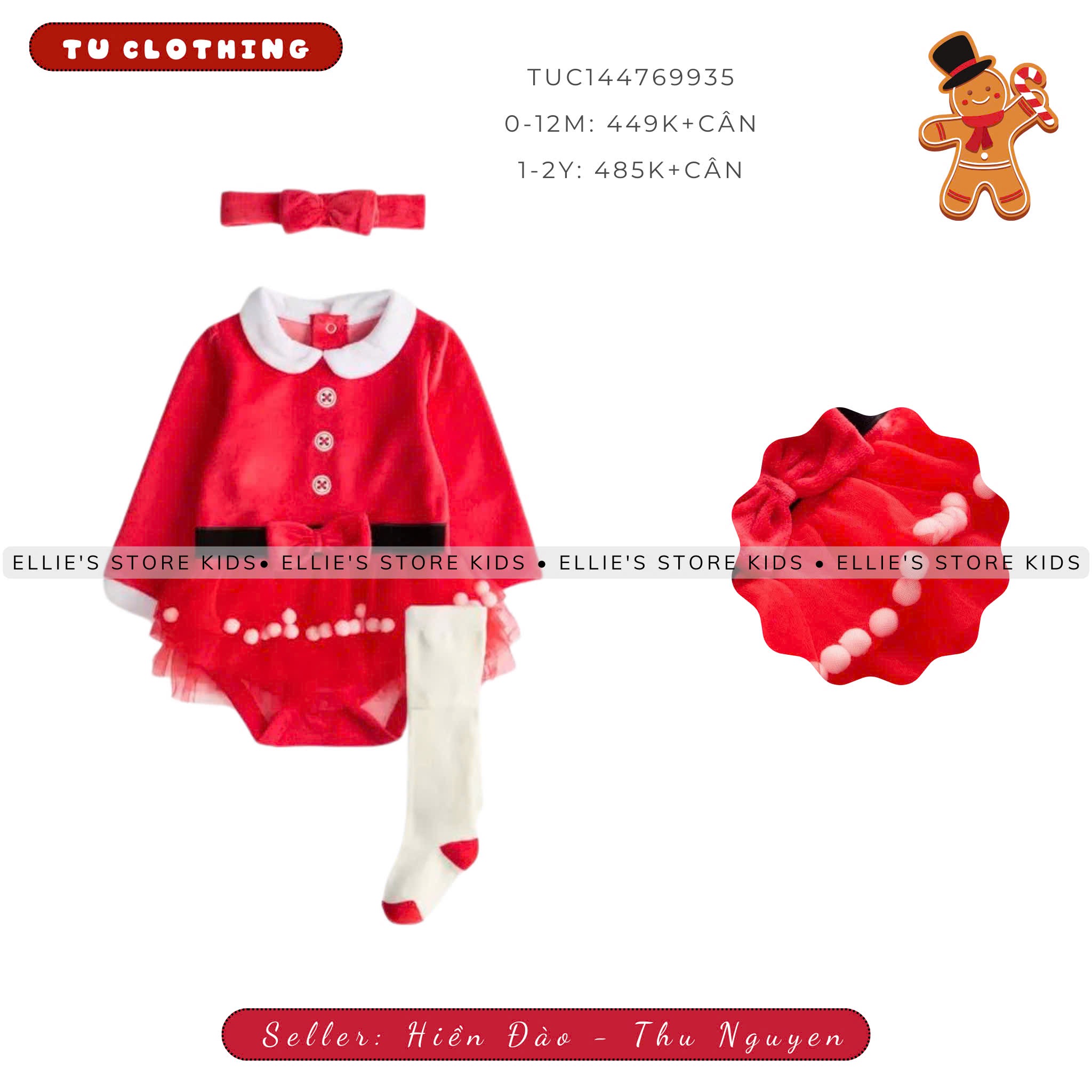 Set bodysuit đỏ kèm nơ Tu Clothing