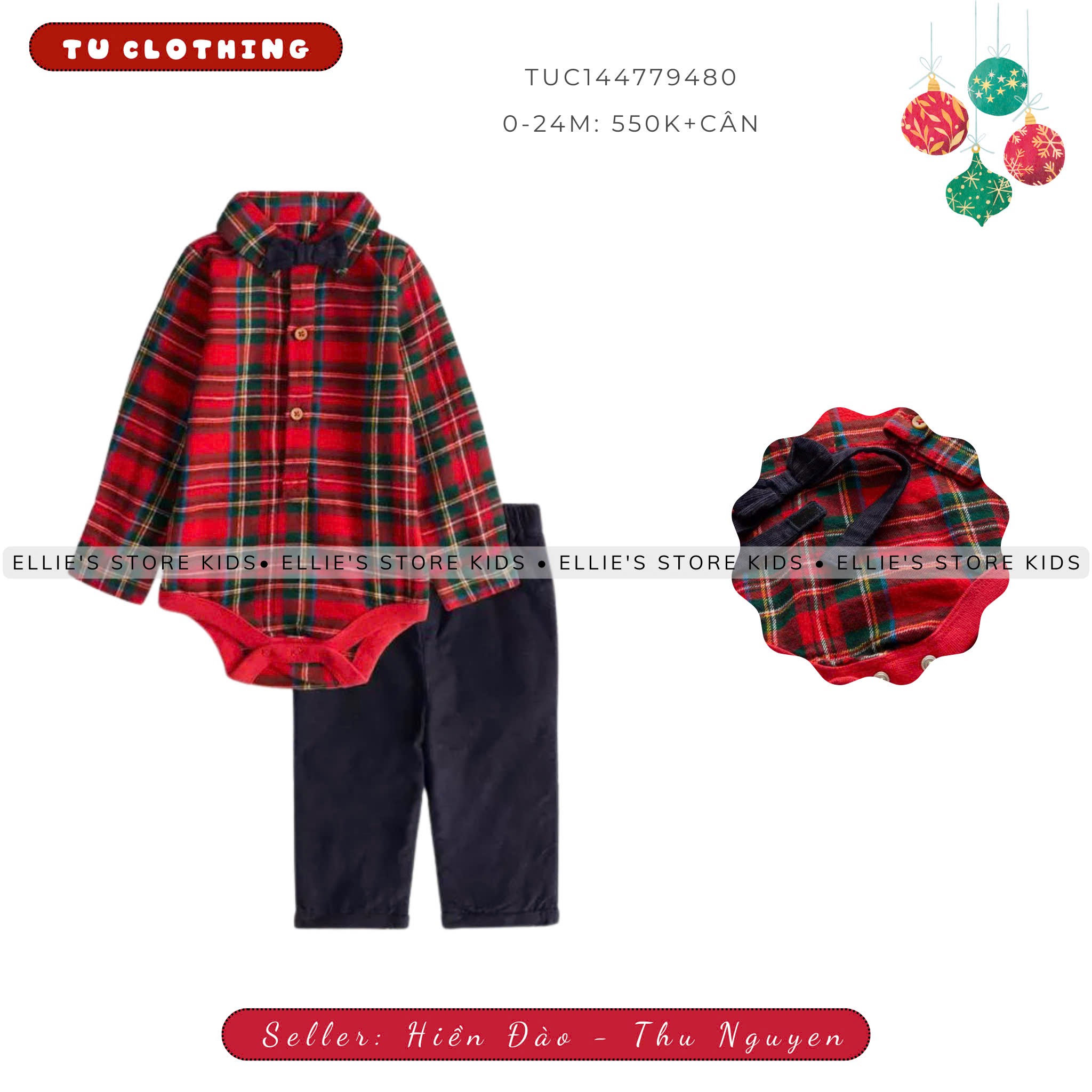 Set outfit dự tiệc Giáng sinh kèm nơ Tu Clothing