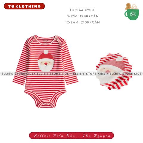 Áo bodysuit kẻ đỏ hoạ tiết Santa