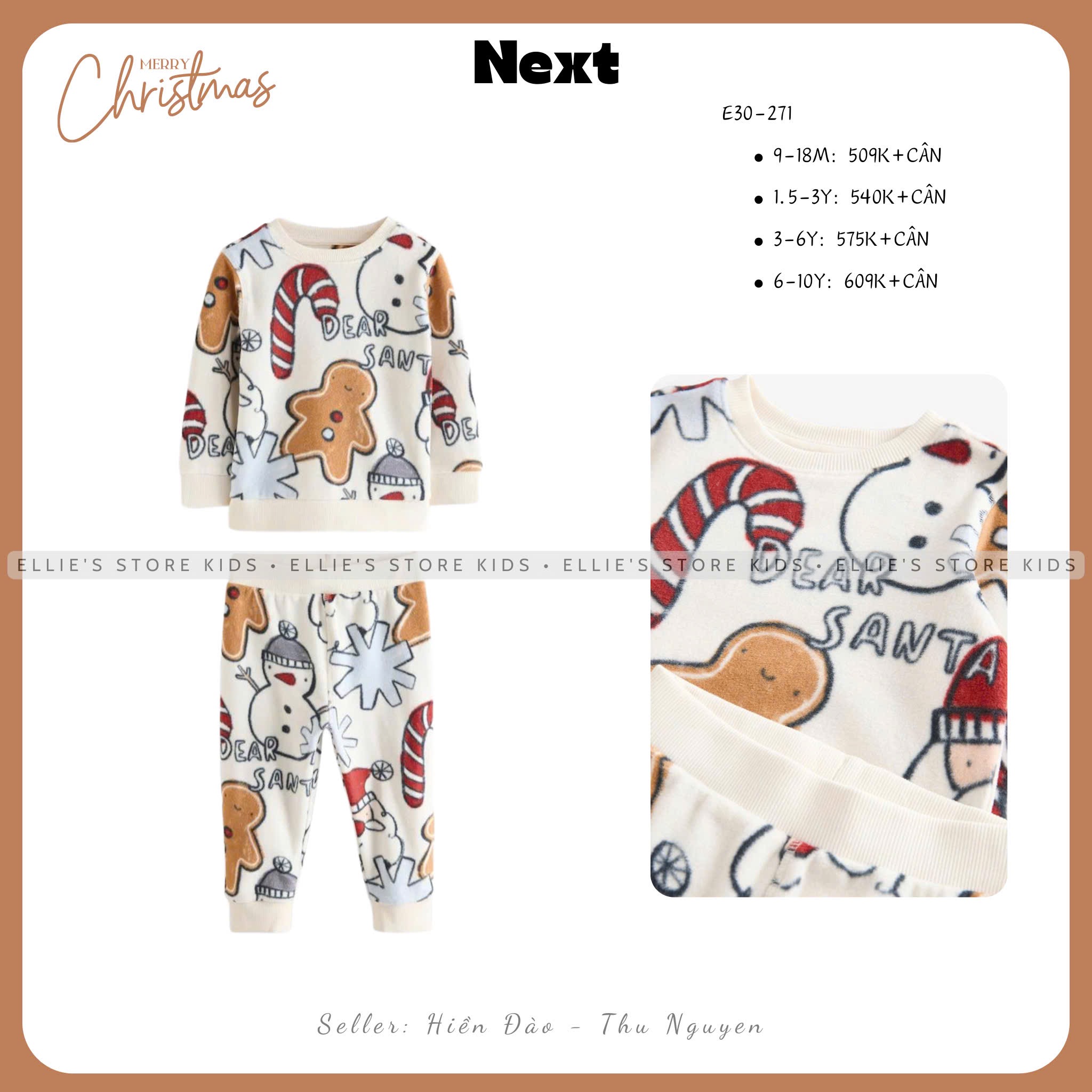 Set pyjamas nỉ lông mềm NEXT E30271