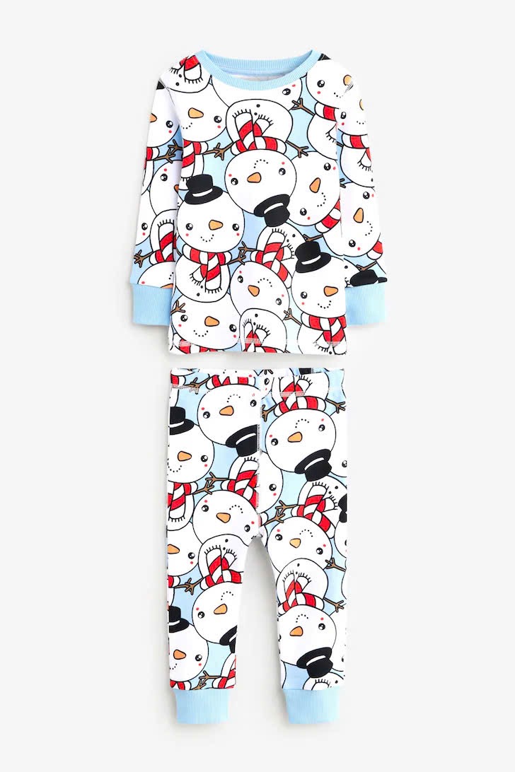 Set pyjamas nỉ lông mềm NEXT hoạ tiết người tuyết 665623