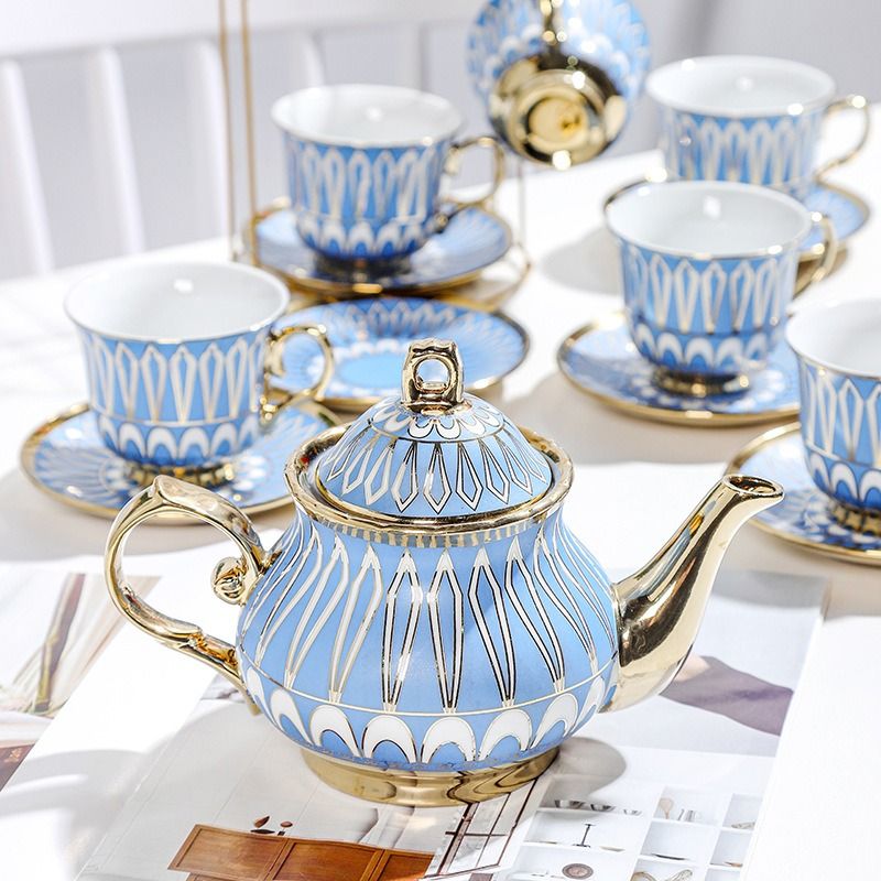 TEA SET XANH BLUE, NGỌC LỤC BẢO VÀ HỒNG MARBLE