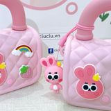  Túi silicon vân trám charm thỏ 