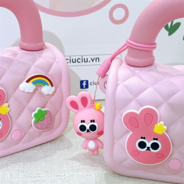  Túi silicon vân trám charm thỏ 