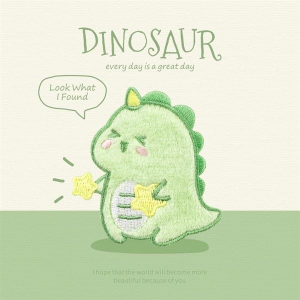  Sticker vải ủi khủng long xanh 