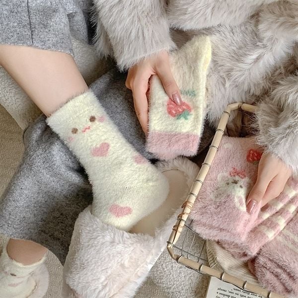  Tất Mekki lông thỏ dâu 