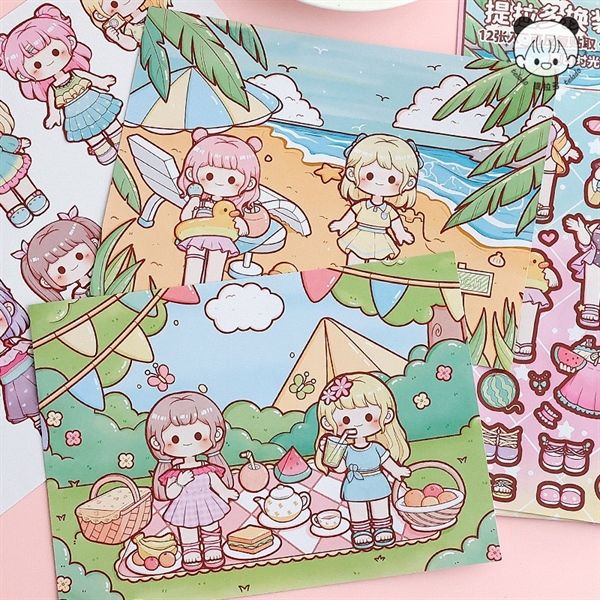  Sticker stylist bé đi biển Telado 