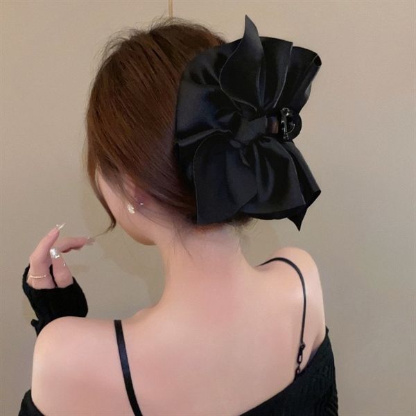  Kẹp càng cua nơ vải kép đen 