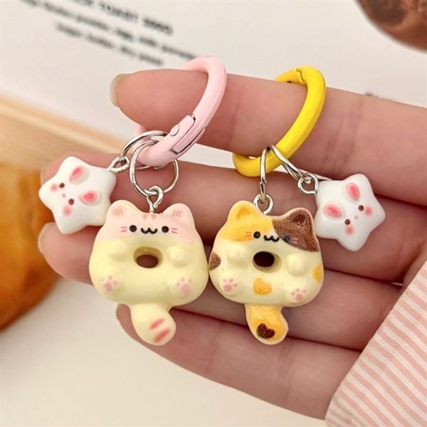  Móc khoá mini mèo donut 