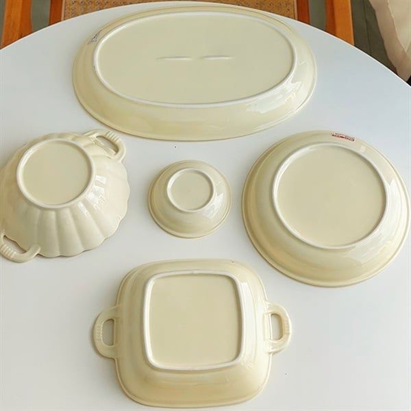  Set bát đĩa hoa tulip tone be 