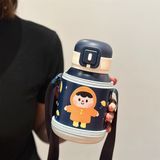  Bình giữ nhiệt bọc da xách bé đi học 500ml 