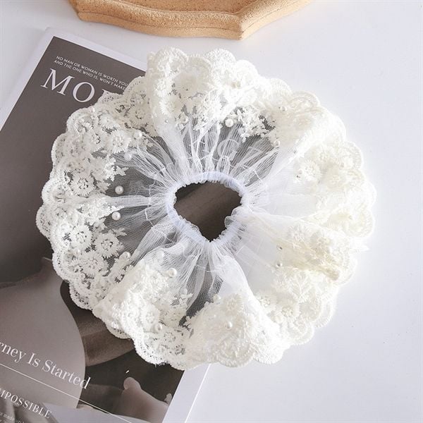  Scrunchies voan ren đính ngọc 