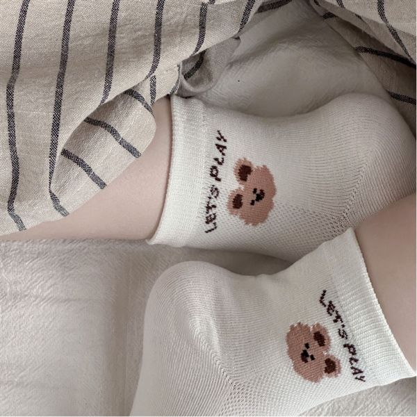  Tất Kid mặt lưới gấu chữ nơ 