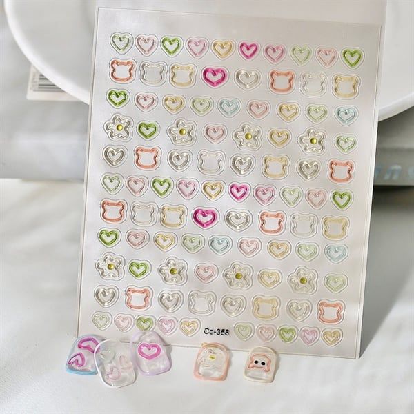  Sticker dán móng viền màu nổi 