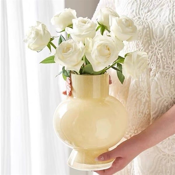  Lọ hoa thuỷ tinh thân tròn thắt đáy 31cm 