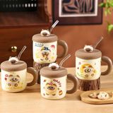  Cốc sứ mèo mun nắp silicon 420ml 