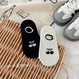  Tất Kid lười cherry trắng đen 