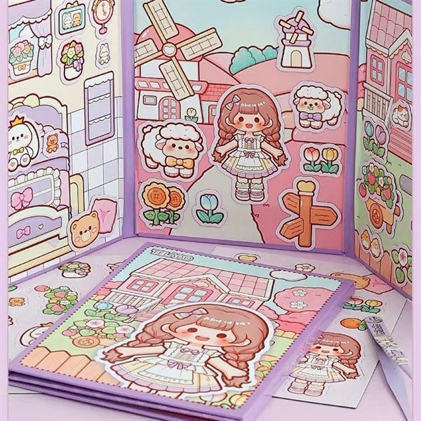  Sticker nổi 3 background bé Telado tím 
