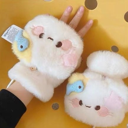  Găng tay bông hở ngón mèo đội cá 