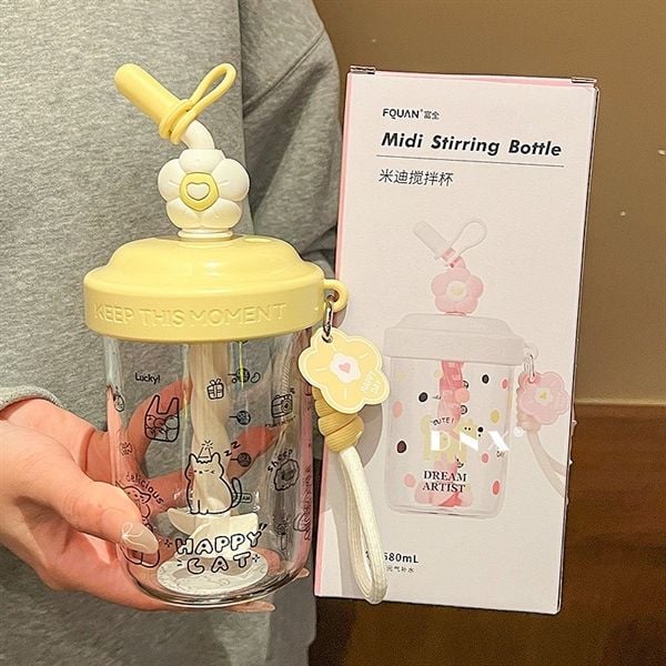  Cốc ống hút xoáy hoa 580ml 