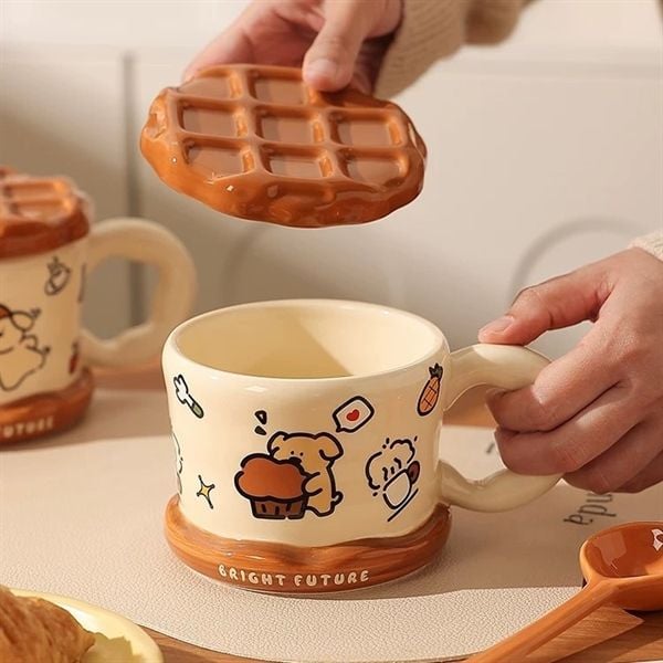  Cốc cún bánh waffle 450ml 