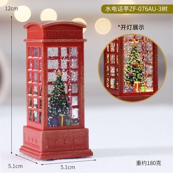  Đèn bốt điện thoại decor Giáng Sinh 12cm 