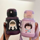  Bình giữ nhiệt bọc da xách bé đi học 500ml 